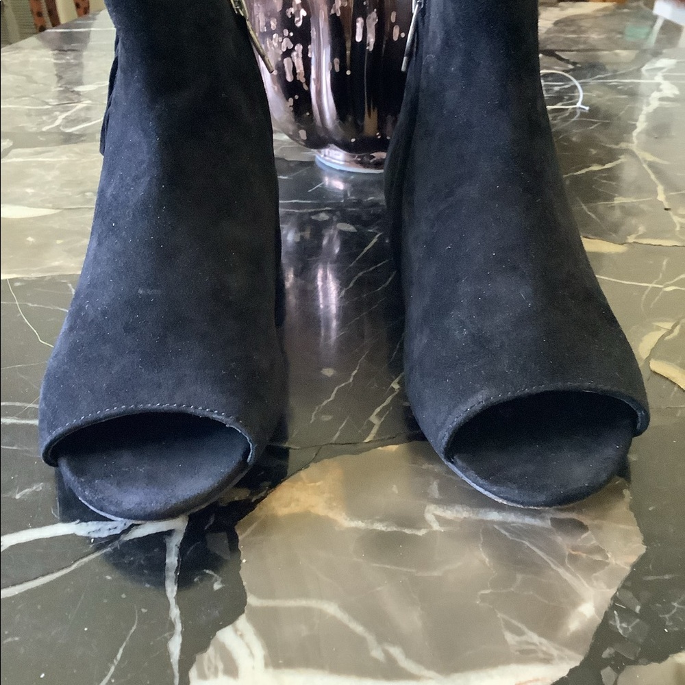 Ash nolita black suede fringe open toe ankle boots size 37